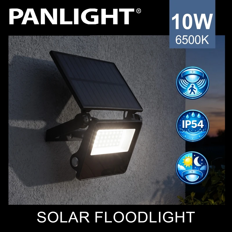 Прожектор 10W 6500K на солнечной батарее с датчиком 850lm, 2600mAh, LED уличный IP54 PL-FLS-10S-CW PANLIGHT-2