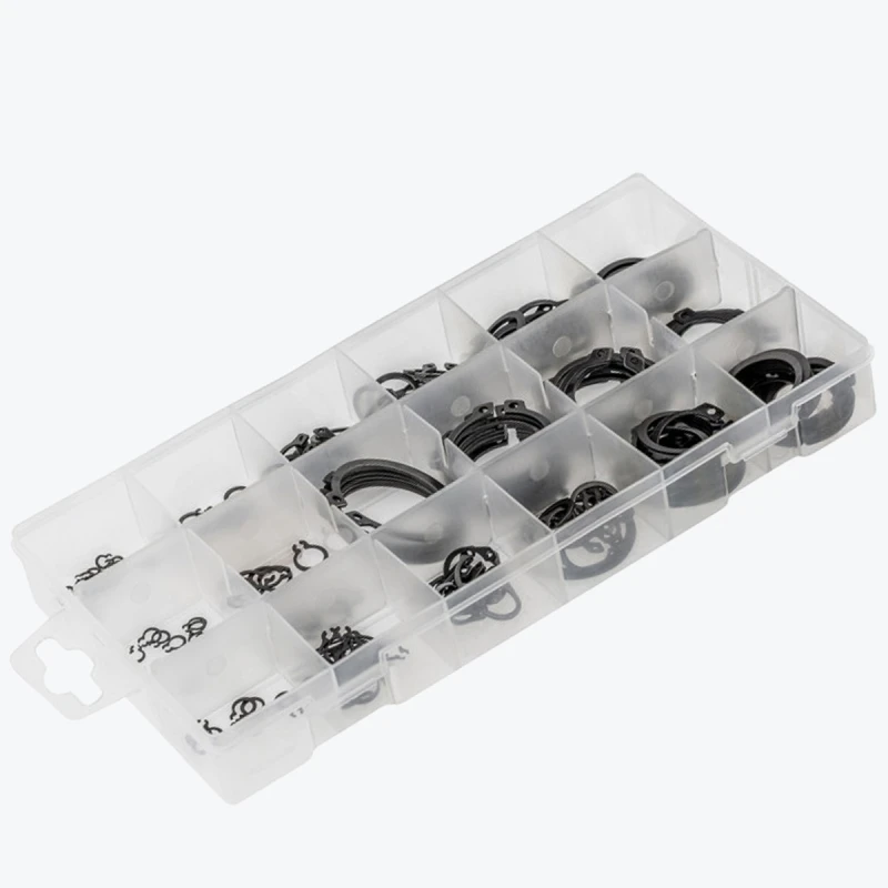 Set 150 inele de siguranta, din otel cu arc, 18 dimensiuni, intre 3-32 HT8G502 HOEGERT-1