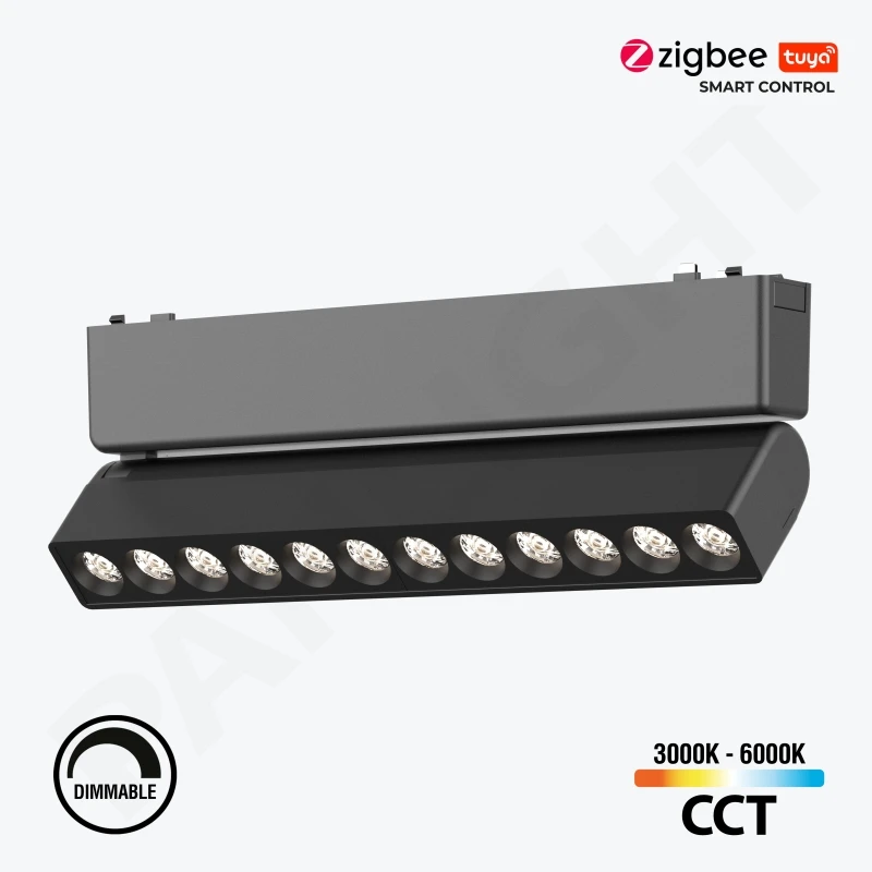 Proiector LED Liniar Grilă 12W 24° Pliabil Smart, Magnetic 48V DIM, Negru Ultra Slim 230mm PL-12MTC-TUYA-BK PANLIGHT-1