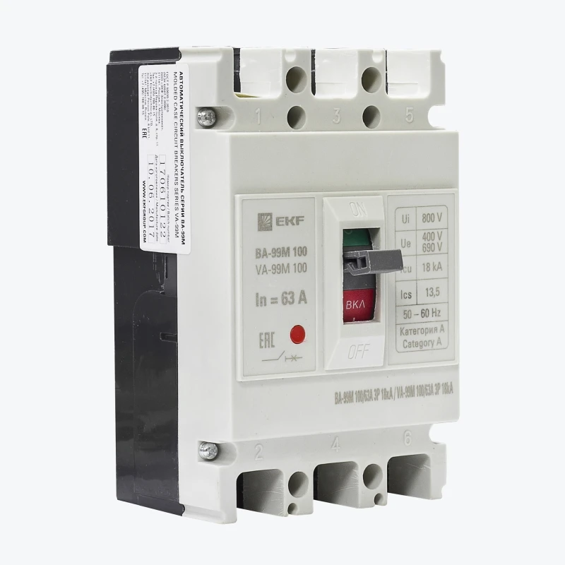 Автоматический выключатель ВА-99МL 100/63А 3P 18кА EKF Basic-1