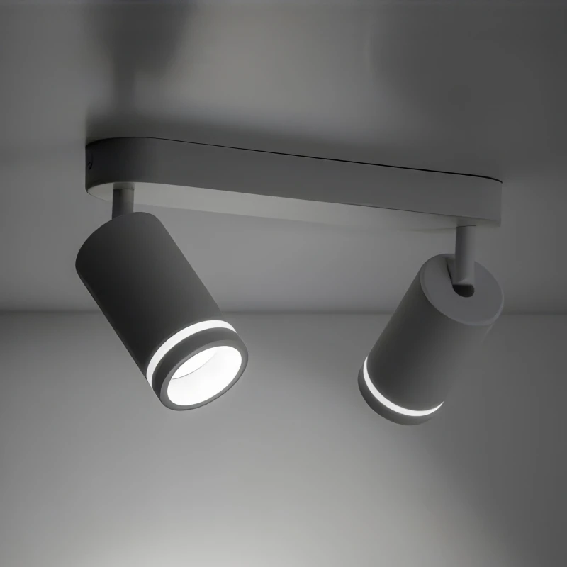 Спот настенно-потолочный поворотный 2XGU10 круглый белый 56x100mm PL-23018W-3