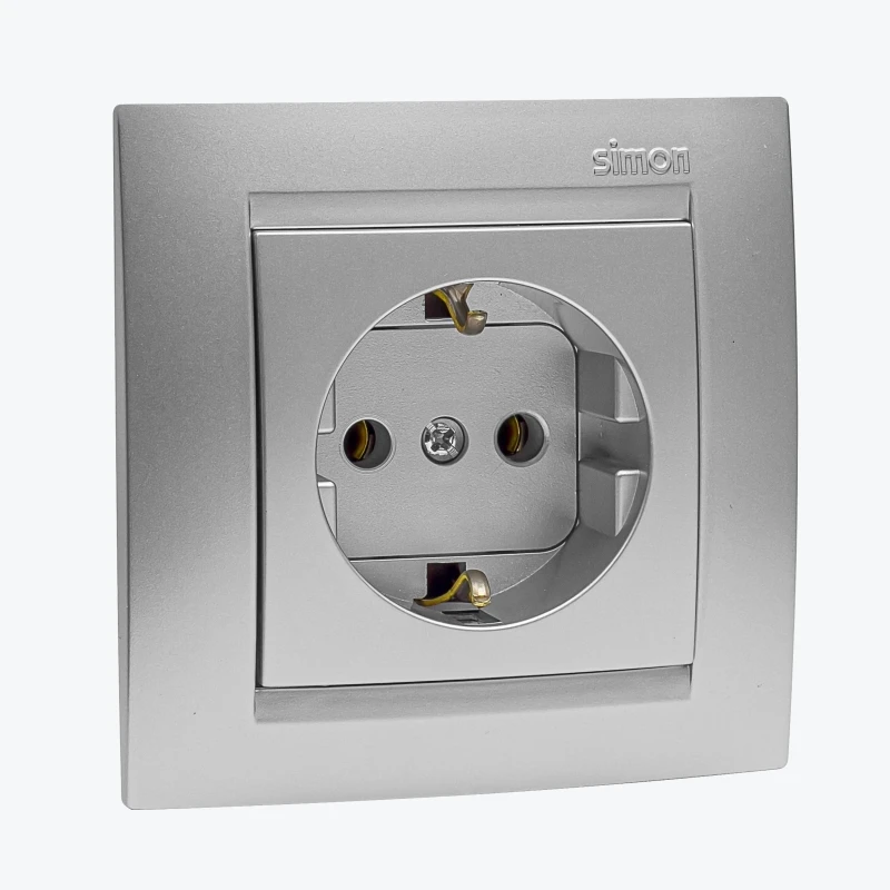 Priza euro cu impamantare  aluminiu 1591432-033 SIMON 15-1