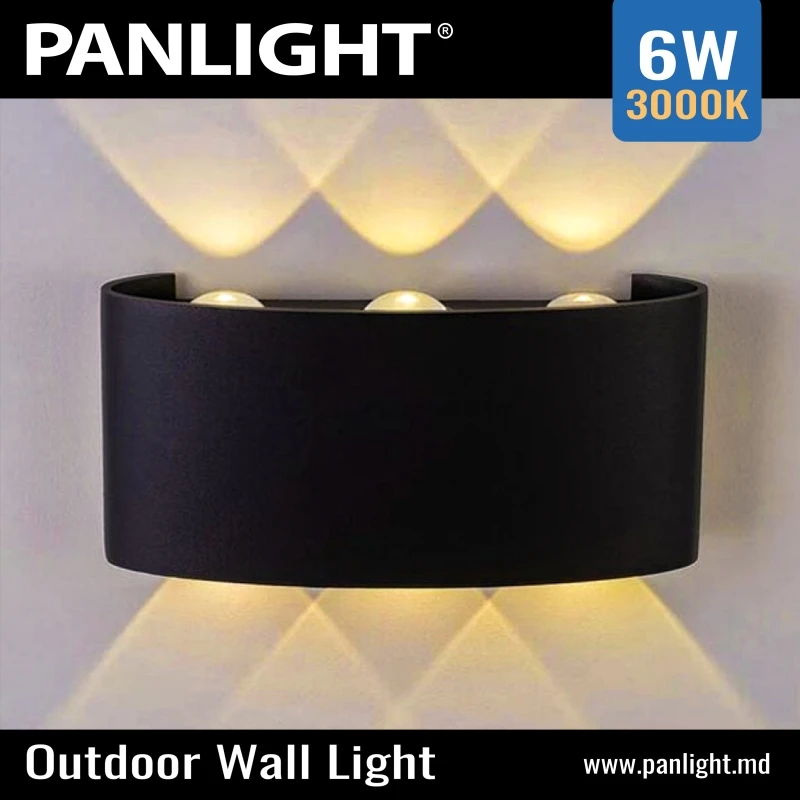Фасадный светильник на 6 линз 3000K Черный 6x1W LED IP54 PL-25011 168x80x42mm-2