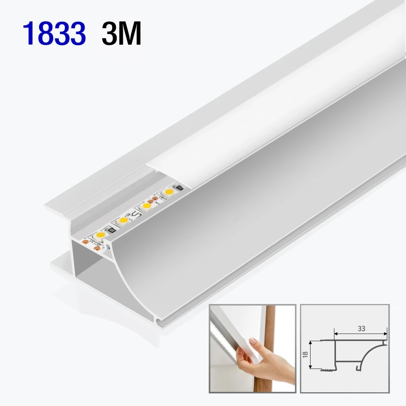 Profil din aluminiu maner corp suspendat pentru bandă LED alb 3m/set 33*18mm PA-GLAXWN3M-AL-10 GTV-1