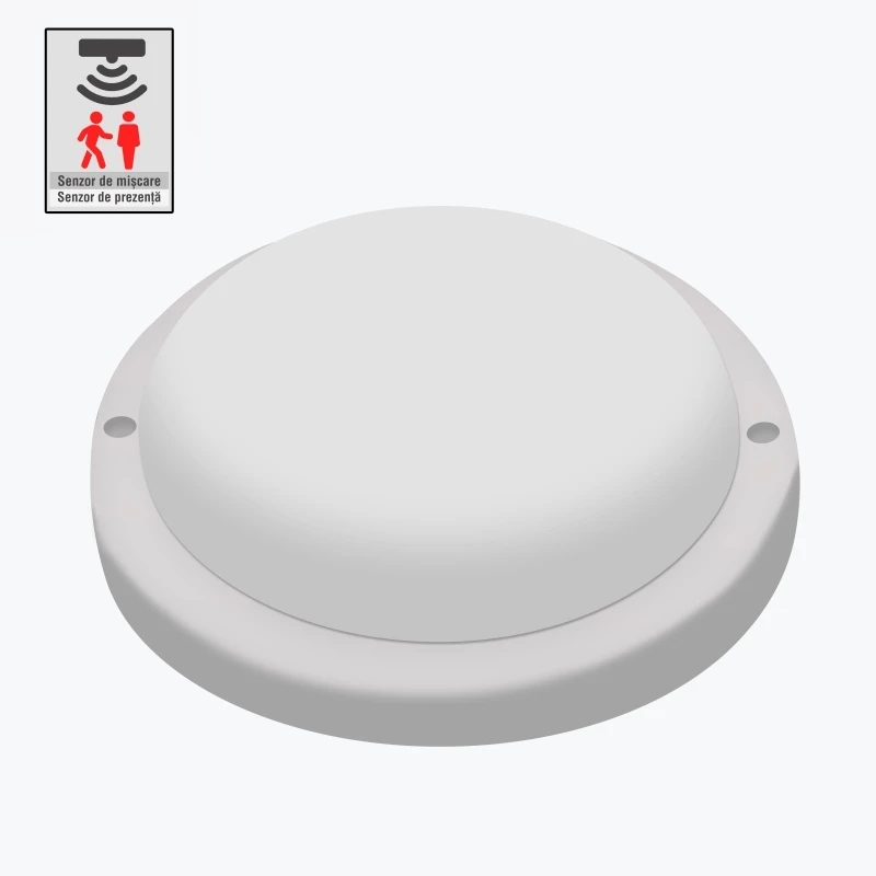Corp de iluminat LED aplicat rotund alb cu senzor de miscare PL-BHR12MS-12PW 12W 4000K IP65-1