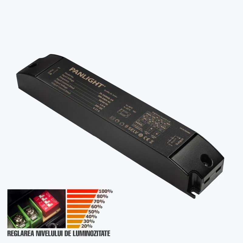Sursa de alimentare negru cu reglarea nivelului de luminozitate LED SLIM DC24V 4.17A 100W IP20 PL-S100QL-24 PANLIGHT-1