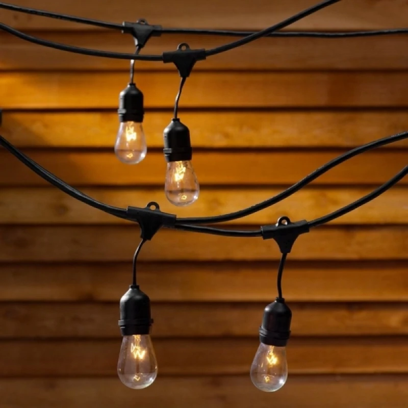 Ghirlandă retro neagră în aer liber fără lămpi 24 socluri E27 15 metri cu conector PL-SLL1524 PANLIGHT-2