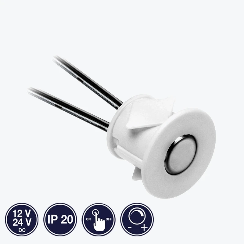 Intrerupator negru dimabil cu touch pentru banda Ledl cu fir 1 metru 12V DC,24W,IP20 alb GTV AE-WDSB-10DIM-1