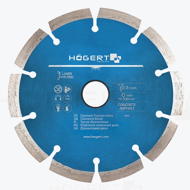 Disc de taiat diamant 230 х 2,2 х 22,2 mm, turbo, laser welded HT6D746 HOEGERT-1