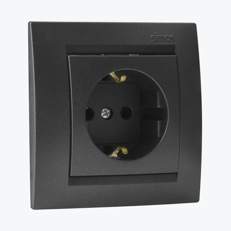 Priza euro cu impamantare grafit 1591432-038 SIMON 15-1