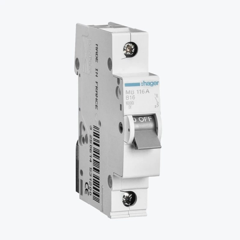 Întreruptor automat Hager 1P 16A 6kA B 1M MB116A-1