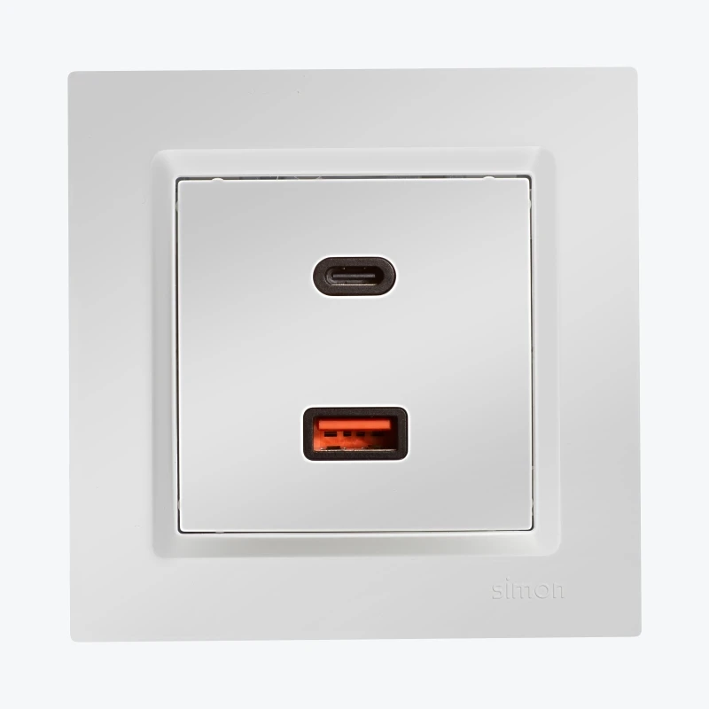 Priza dubla USB, C+A 30W,alba CEC2CA.01/11 SIMON 10-2