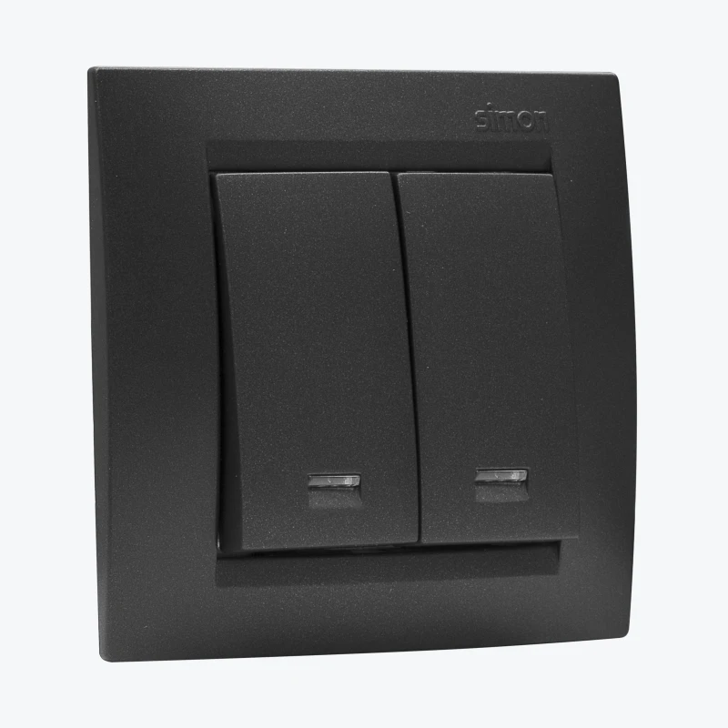 Întrerupător dublu cu indicator LED grafit 1591392-038 SIMON 15-1