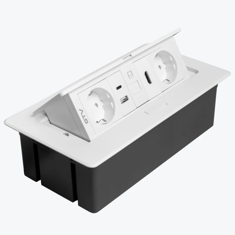 Мебельная розетка MULTISOFT 2хSHUKO USB A+C RJ45 HDMI кабель 1.5 м белая GTV AE-PBSURH2GS-10-1