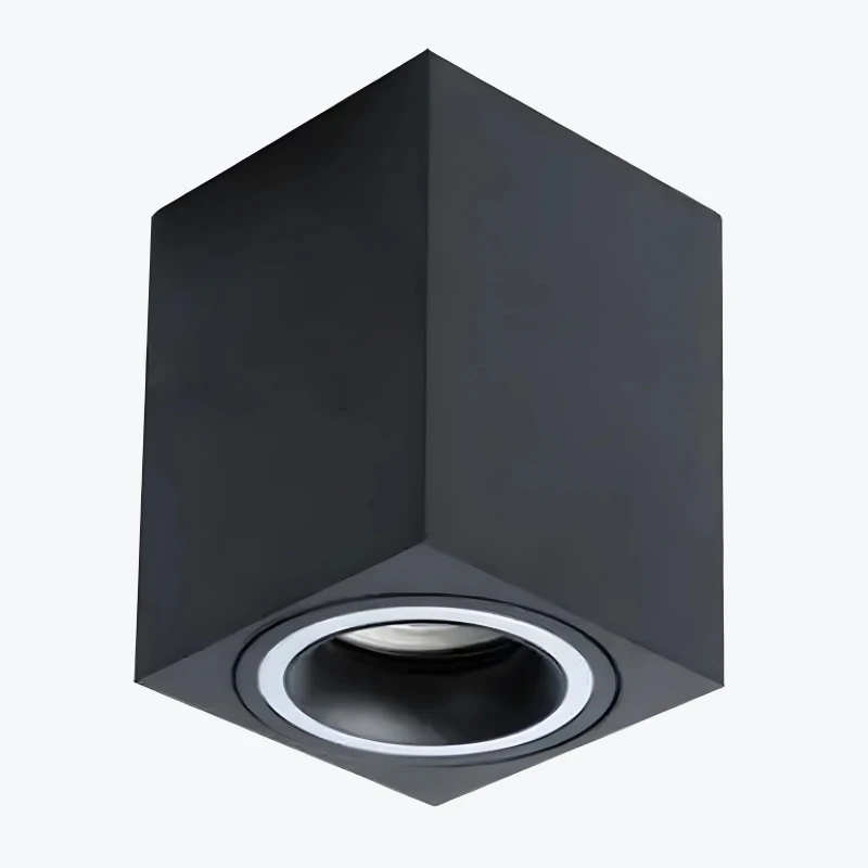 Spot aplicat GU10 patrat negru 80x80x90mm IP20 PL-23006B-1