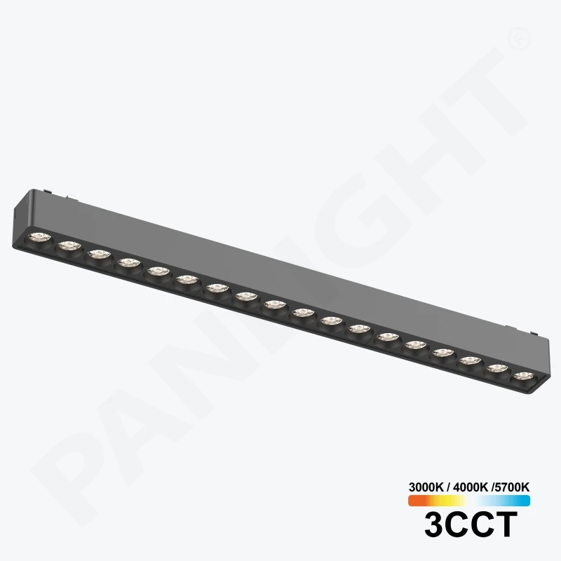 Proiector LED Liniar Grilă 18W 24° 3CCT 48V negru, șină magn Ultra Slim, 340 mm PL-18MTA3CCT-BK PANLIGHT-1