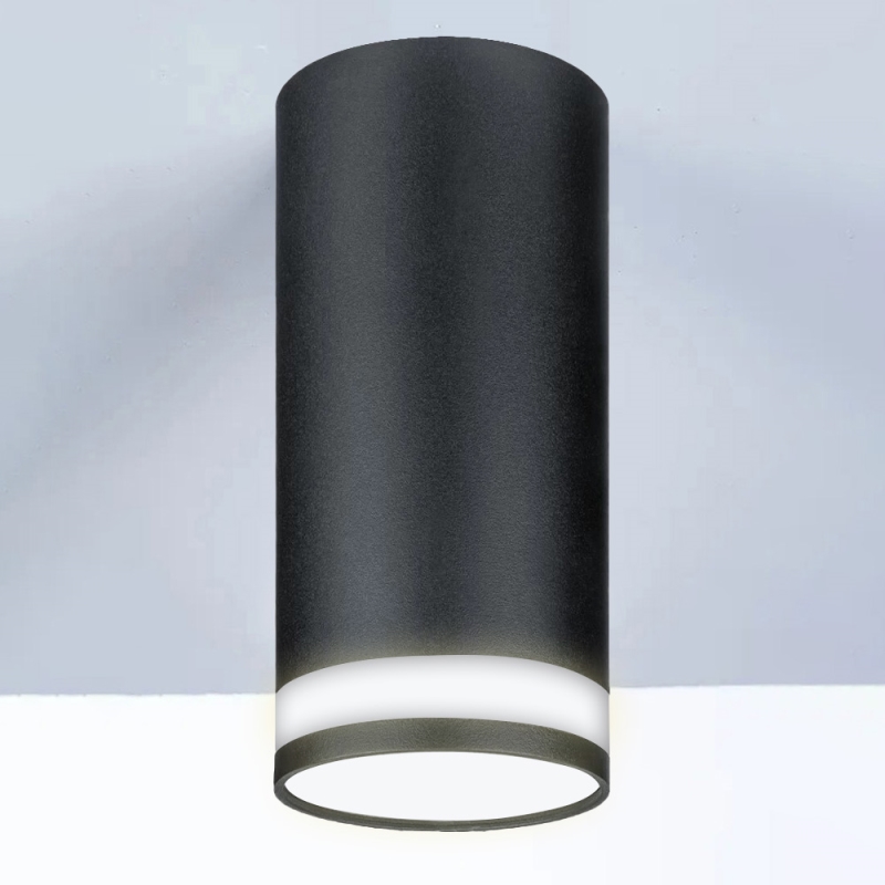 Точечный накладной светильник GU10 круглый черный 56x100mm IP20 PL-23016B-2