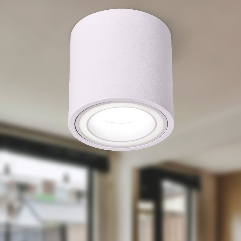 Точечный накладной светильник GU10 круглый белый 80x90mm IP20 PL-23005W-2