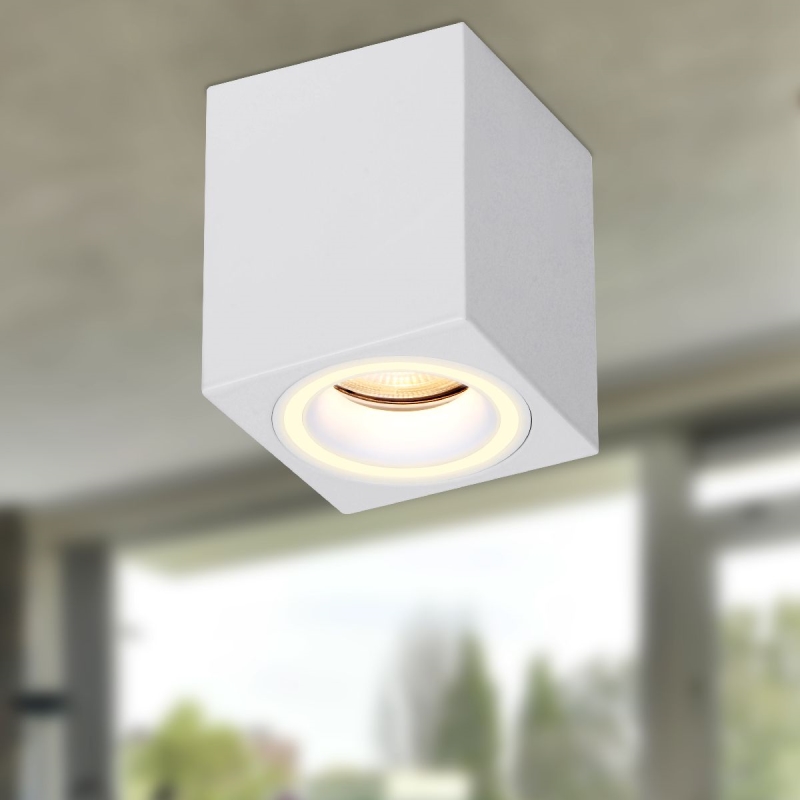 Точечный накладной светильник GU10 квадратный белый 80x80x90mm IP20 PL-23006W-2