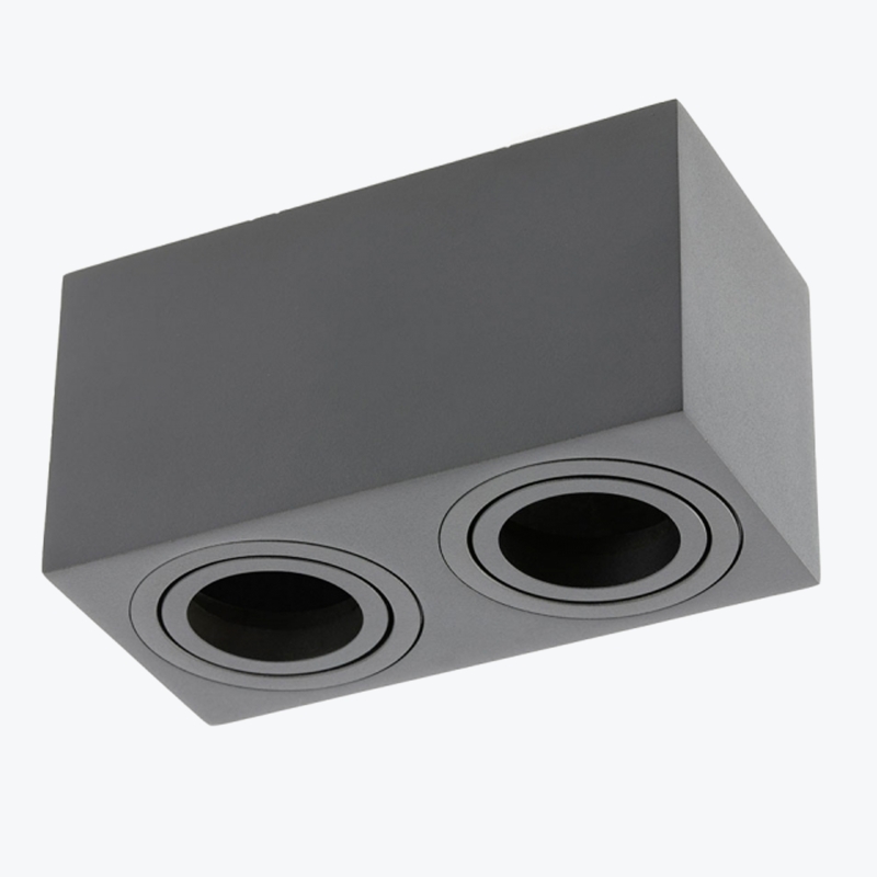 Точечный накладной светильник 2xGU10 квадратный черный 80x160x90mm IP20 PL-23012B-1