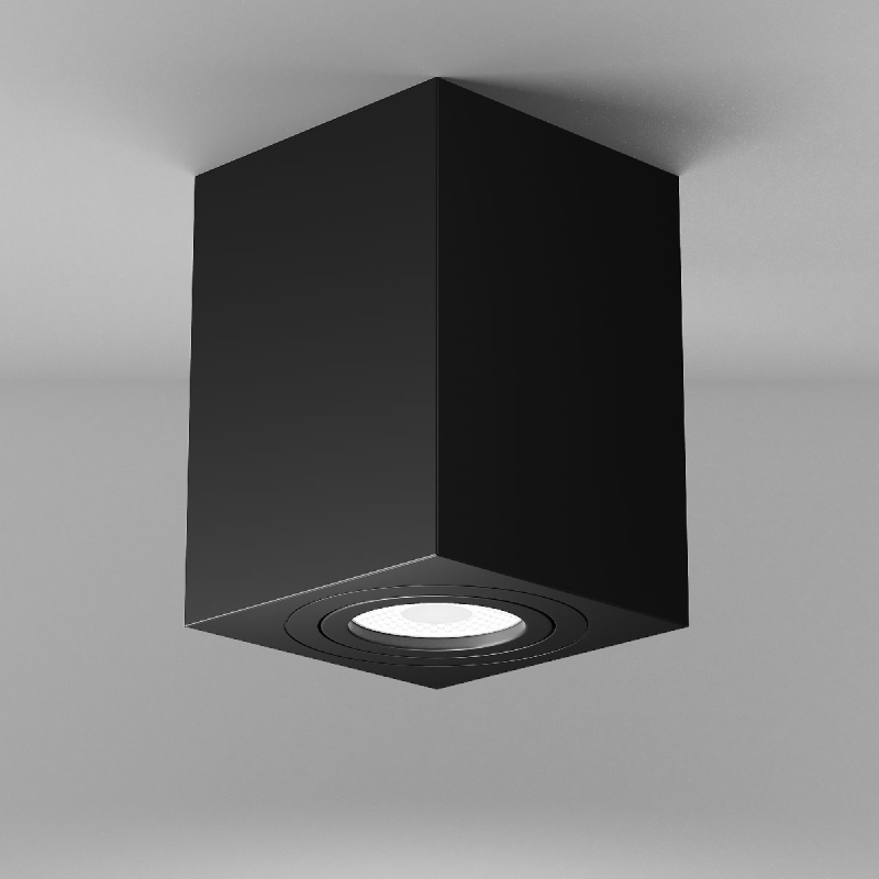 Точечный накладной светильник GU10 квадратный черный 80x80x90mm IP20 PL-23010B-3