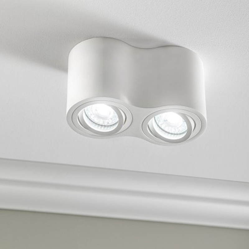 Точечный накладной светильник 2xGU10 круглый белый 80x160x84mm IP20 PL-23011W-2