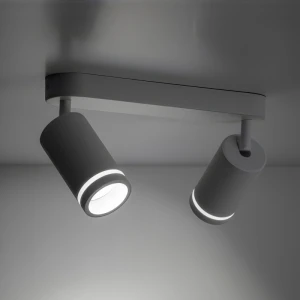 Спот настенно-потолочный поворотный 2XGU10 круглый белый 56x100mm PL-23018W-thumb-3