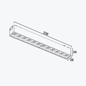 Магнитный светильник 12W 48V 3CCT Linear с линзами 24° черный трековый Ultra Slim 230 мм PL-12MTA3CCT-BK-thumb-3