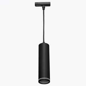 Подвесной трековый светильник однофазный GU10 max35W круглый черный 56x200mm PL-23021B