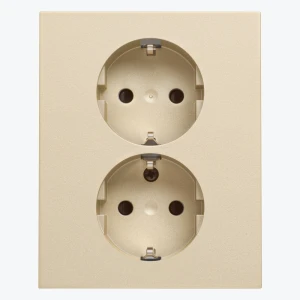 Priză dublă champagne mat Simon 55 cu impamantare și protectie copii 16A, IP20, 250V TGSZ2PZFAR/144