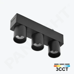 Mini spot 6W triplu Fix 24° 3CCT, negru 48V LED șină magn Ultra Slim, 122mm PL-6MTD3CCT-BK PANLIGHT