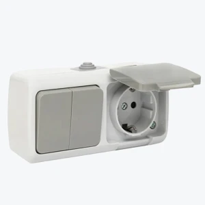 Bloc intrerupător 2cl+priză 2P+E sur IP54 seria Murmansk Ekf EFRV16-052-30-540