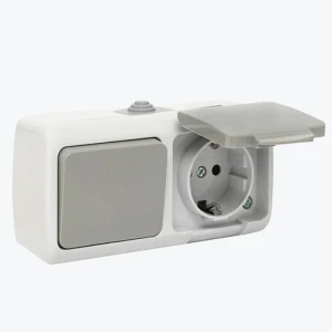 Bloc intrerupător 1cl+priză 2P+E sur IP54 seria Murmansk Ekf EFRV16-050-30-540