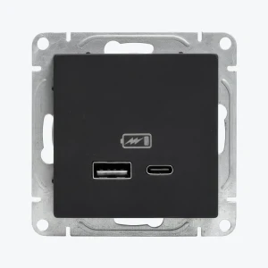 Розетка USB-A+C черная Epica UP1-SOB-USBA-USBC