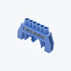 Шина нулевая изолированная N на DIN-рейку JHS-03-0609 6p синяя