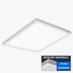 Panou LED universal  montaj ext/inte. alb PL-PU66-50CW 595x595mm 50W 6500K