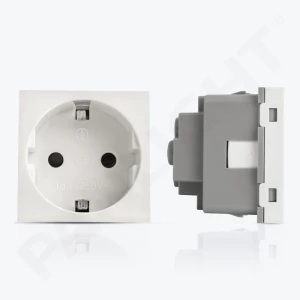 Priză Schuko albă, 1 modul, 16A, 250V PL-4500EU-W