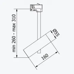 Proiector track GROSSO cu soclu GU10 pe sina 2 fire rotund, alb