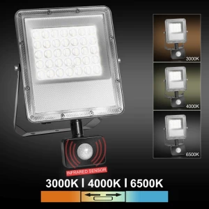 Прожектор LED с датчиком движения PL-FLS30W-3CCT 30W IP65 100lm/W CCT 3000K/4000K/6500K PANLIGHT
