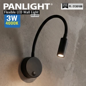 Бра с выкл. LED 3W COB 4000K 270lm черный IP20 80*370mm PL-213010B-thumb-2