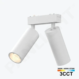 Proiector LED dublu 3CCT 9W*2  Alb, 24° șină magn Ultra Slim 48V, Orientabil, 110mm PL-9MT2E3CCT-WH PANLIGHT