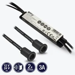 Intrerupator senzor la deschiderea uşii incorporabil cu fir 2 metri cu doi senzori negre 12V DC-36W 24V DC-72W IP20 GTV IXRO IR AE-WBE2-20