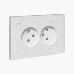 Розетка двойная б/з Epica 16A белая со шторками 230V UP1-SOW-201