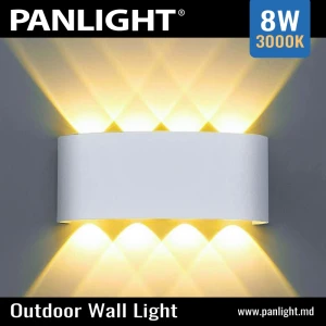 Фасадный светильник на 8 линз 3000K Белый 8x1W LED IP54 PL-25010W 220x80x50mm