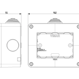 09809 Doză aparentă 3M IP40 CONTENIT Vimar Neve UP, Gri