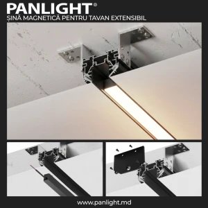 Șină magnetică 48 V 3 m pt tavan extensibil neagră Ultra Slim L3000*W60*H42 PL-3MT26SF-BK