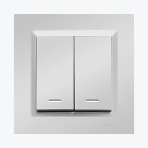 Выключатель двухклавишный с подсветкой белый SIMON 10 CW5BL.01/11