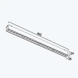 Магнитный светильник 24W Smart, Linear 24° черный с линзами для магнит. треков 48V DIM, Ultra Slim 445mm PL-24MTA-TUYA-BK-thumb-3