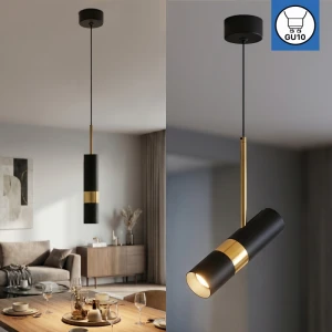 Corp de ilumin. suapendat GU10 pendul negru/auriu rotund IP20 220x60mm IP20 PL-24446BG