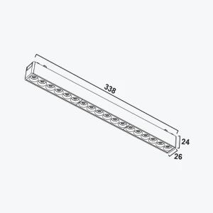 Proiector LED Liniar Grilă 18W 24° 3CCT 48V negru, șină magn Ultra Slim, 340 mm PL-18MTA3CCT-BK PANLIGHT-thumb-3